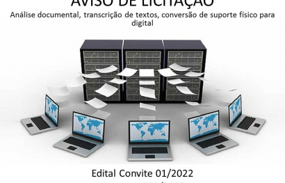 AVISO DE LICITAÇÃO - Análise documental, transcrição de textos, conversão de suporte físico para digital