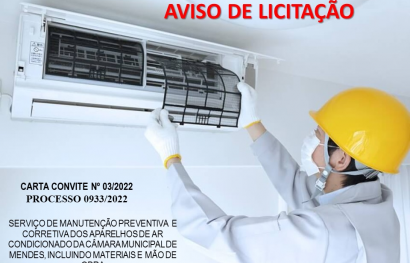 AVISO DE LICITAÇÃO - MANUTENÇÃO AR CONDICIONADO